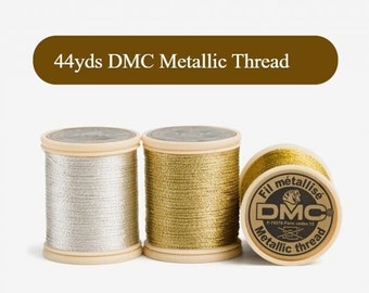 44yds DMC Metallic Thread, Hand Embroidery Thread,  Metallic Floss, Embroidery Floss, Metallic Sewing Thread, Gold Floss, DMC