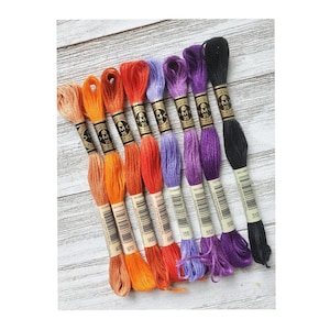 8x Halloween Theme DMC Flosses, Dmc Threads, DMC Kit, Dmc Set of Colors, Dmc Cotton Floss, Dmc Embroidery Floss, Cross Stitch Floss