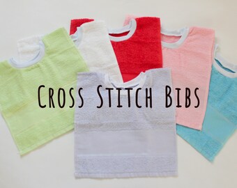counted cross stitch baby bibs