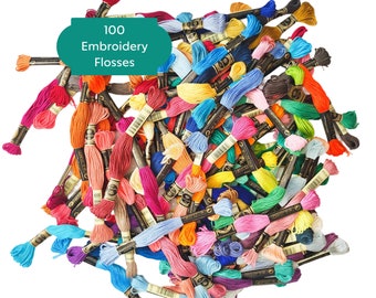 Bag 100  Embroidery Flosses - Label Royalbroider / Embroidery Floss 6-strand/ Cross Stitch Cotton Thread/ Embroidery Thread/ Bracelet Thread