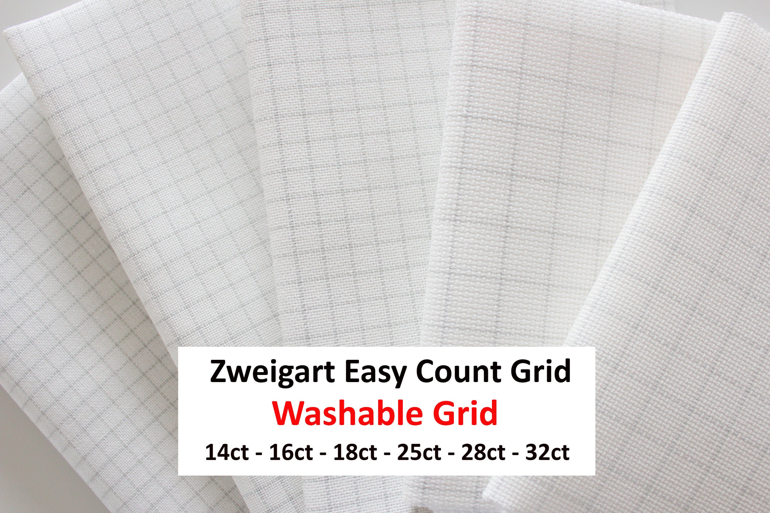Easy Magic Grid Aida 14 Count Any Size White With Gray Blue Lines