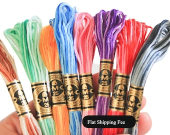 1x DMC bonte borduurgaren - 6-draads floss - Aanbieding is voor 1 (één) streng 8 m / 8,7 yard, veelkleurige borduurgaren