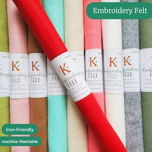 Kimberbell Embroidery Felt 12&quot; x 18 Sheet  - Premium Polyester - Iron Friendly - Machine Washable