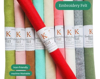 Kimberbell Embroidery Felt 12" x 18", Premium Felt, Felt for Dolls, Felt to Embroidery, Machine Washable Felt, Felt for Stitching, Crafts