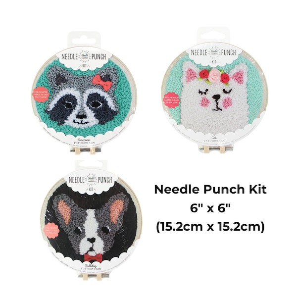 Needle Punch Kit 15.2 x 15.2 cm (6" x 6"), Needlepoint Kit Beginner, Needle Punch Kit for Kids, Needle Punch Embroidery Kit, Embroidery