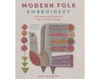 Book: "Modern Folk Embroidery - 30 Contemporary Projects for Folk Art Inspired Designs", Cross Stitch Book, Cross Stitch Pattern, Folk Art