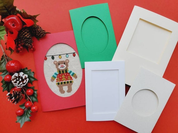 1x Three Fold Aperture Cards with Envelope to Cross Stitch or Embroidery - Available in Two Sizes 5"x7"or 3 5/8" X 5 4/8"