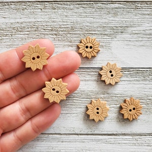 6 pcs Wooden Flower Buttons, Flower Embellishments, Flower for Scrapbooking, Flower Notion, Mini Flower, Flower for Clothing