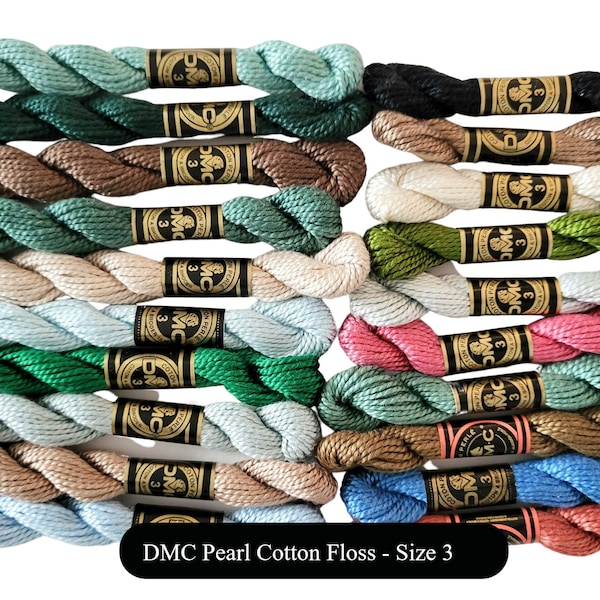 Size 3 DMC Pearl Cotton Thread, Cross Stitch Cotton Thread, Embroidery Floss, DMC Perle Size 3, Pearl Size 3 Floss, Perle Size 3 Floss