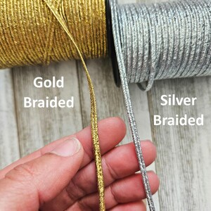 5 jardas de cordão soutache dourado ou prateado de 3 mm imagem 3