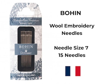 Wool Embroidery Needles by Bohin France  - Needles Size 7 (Pack 15 needles) / Needle to Stitch with Wool