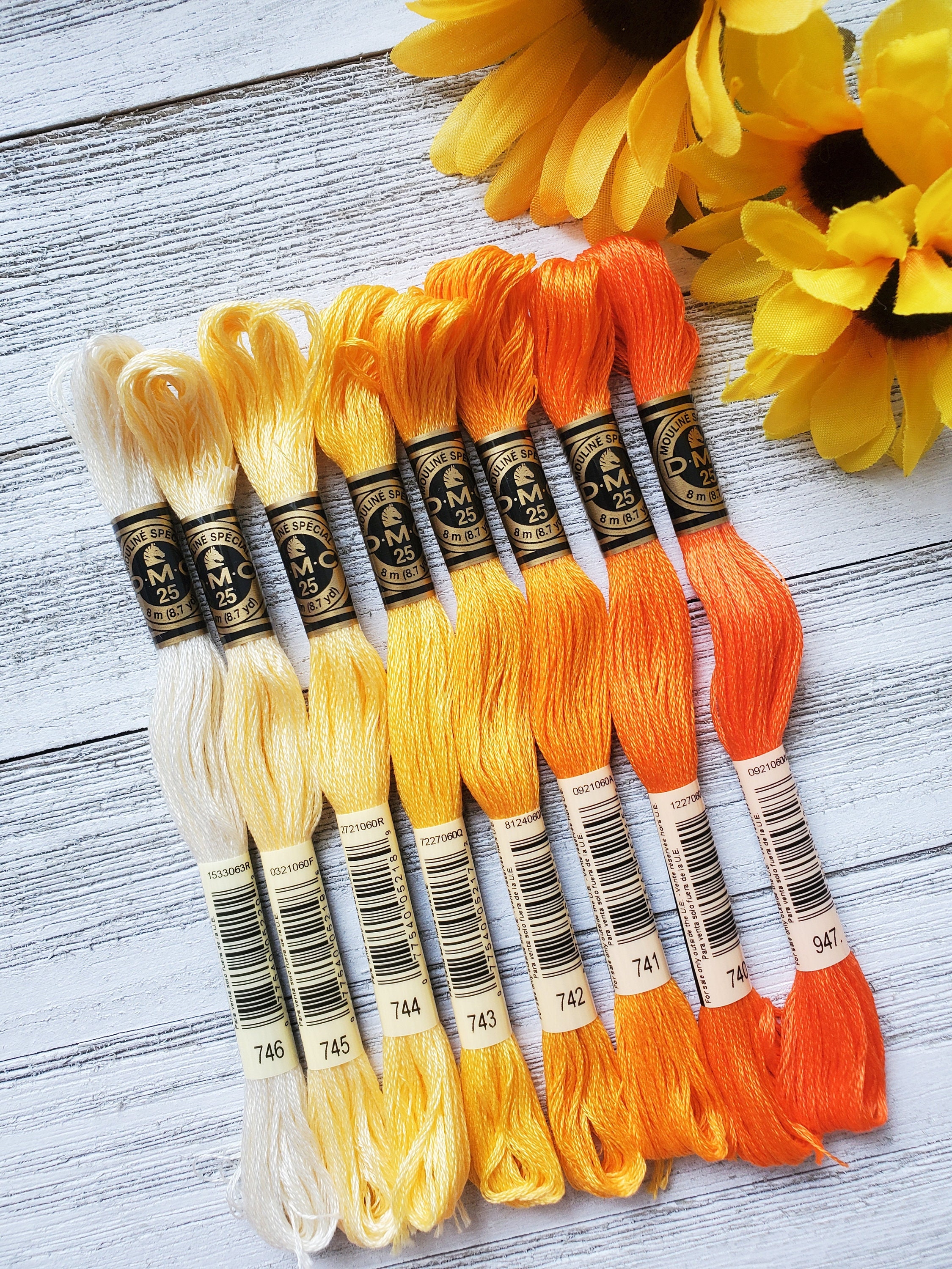 DMC Embroidery Floss Pack, Popular Colors, DMC Embroidery Thread, DMC Floss  Kit Include 36 Assorted Color Bundle with DMC Mouline Cotton White/Black