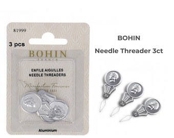 3ct Bohin Needle Threader, Floss Threader, Yarn Threader, Notions, Cross Stitch Accessory, Aluminum Needle Threader