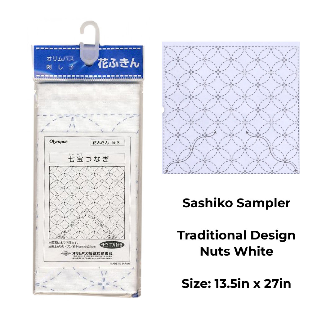 Dark indigo navy pre-printed wash-away sashiko fabric - Asanoha