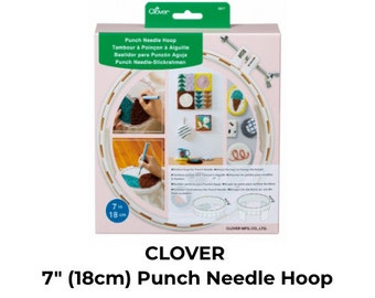 Punch Needle Hoop 7in (18cm), Embroidery Hoop, Punchneedle Hoop, Clover Hoop 8817, Hoop with Sturdy ABS Resin and Steel Closures