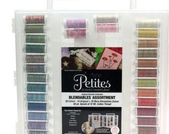 30 Cotton Sulky Petites Blendables 12wt Colors in a Slimline Storage Box - 1 Strand = 2 Strands of Floss