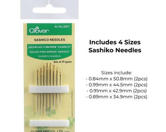 8ct Clover Sashiko Needles - Set of 4 Sizes, Hand Embroidery Needles, Sashiko Accessories, Needlepoint, Japanese Sashiko