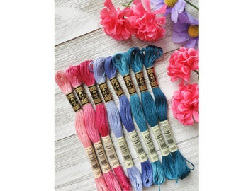 8x Pink and Teal DMC Flosses,Dmc Threads, DMC Kit, Dmc Set of Colors, Dmc Cotton Floss, Dmc Embroidery Floss, Threads, Cross Stitch Floss