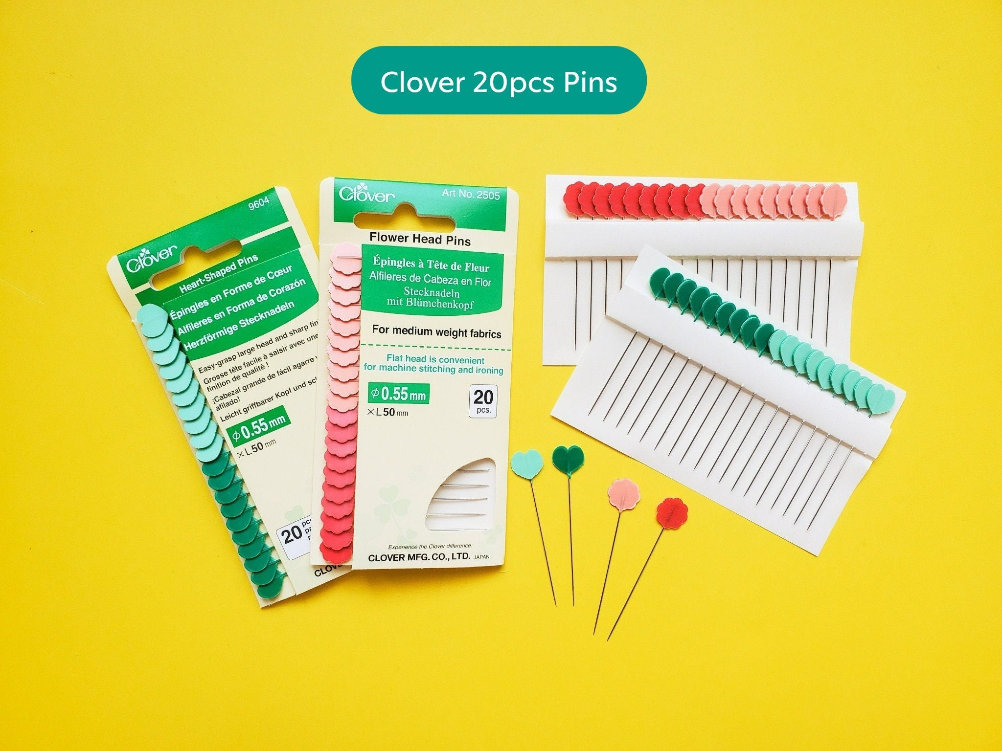 Clover Flower Head Flat Pins - Holland Lane Fabrics