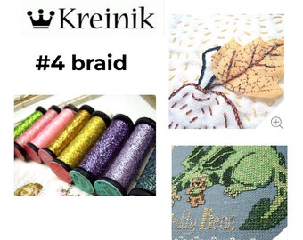 Kreinik Very Fine #4 Braid (11m), Cross Stitch Embroidery Thread, Kreinik Metallic Thread, Gold Thread,Cross Stitch Metallic Floss