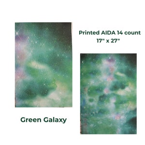 14ct Printed Aida Fabric -Green Galaxy 17&quot;x 27&quot; (45cm x 68cm), Fabric Flair AIDA, Printed AIDA, Galaxy Printed AIDA, Galaxy Aida Cloth