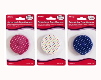 Retractable Tape Masure Polka Dot 60in (150cm), Measuring Tapes, Sewing Notions, Dressmaking, Sewing Supplies,  Compact Tape Measure