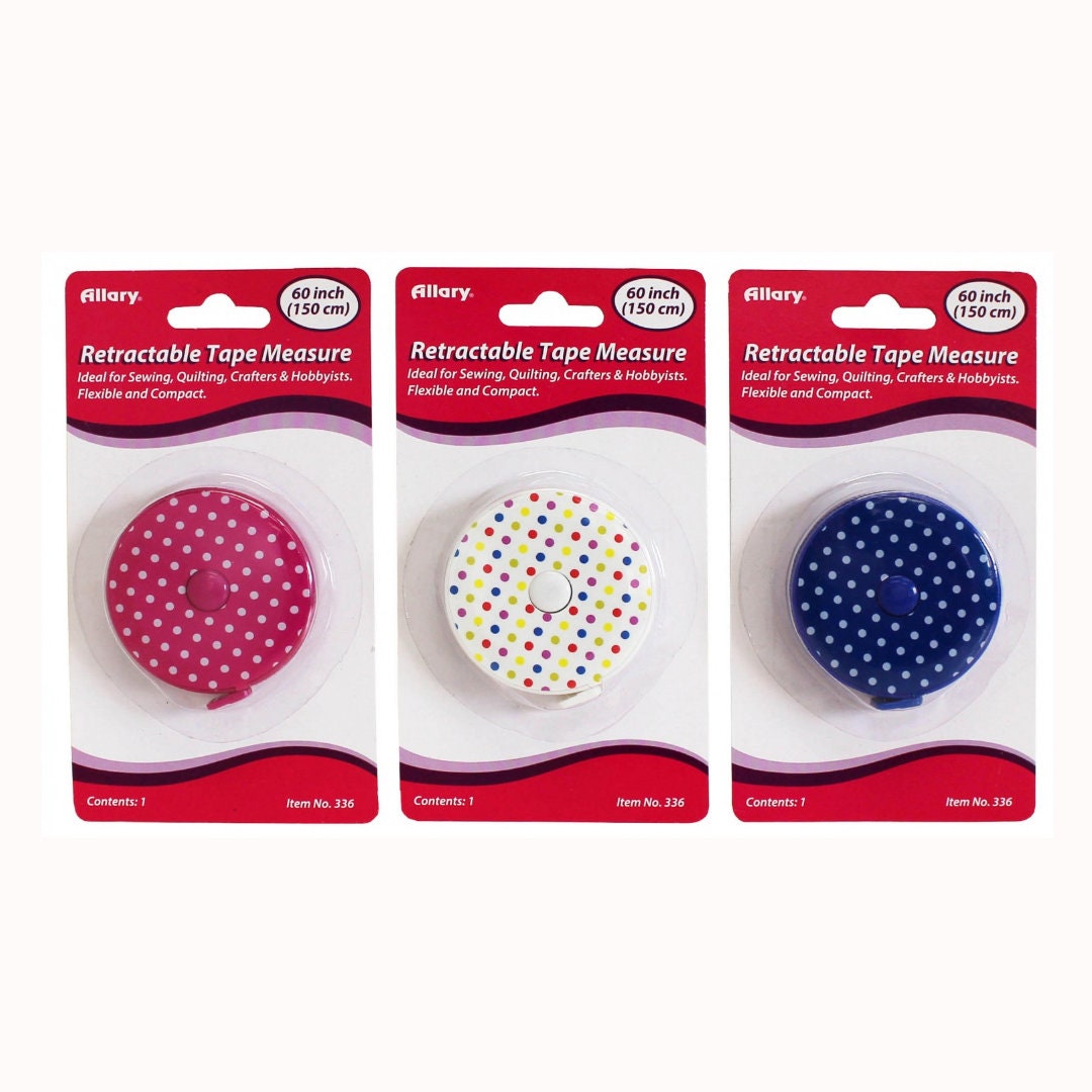 Retractable Tape Masure Polka Dot 60in (150cm), Measuring Tapes, Sewing  Notions, Dressmaking, Sewing Supplies, Compact Tape Measure