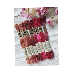 8x Pink and Mauve DMC Flosses,Dmc Threads, DMC Kit, Dmc Set of Colors, Dmc Cotton Floss, Dmc Embroidery Floss, Threads, Cross Stitch Floss