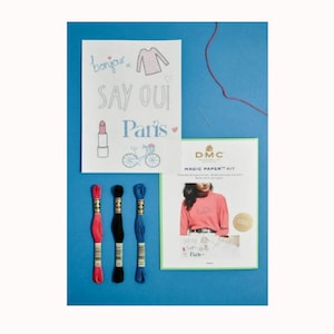 Kit fai da te DMC Fogli solubili di carta magica Kit - Parigi (FC103) Carta da trasferimento, Foglio per punto croce, Tela solubile in acqua, Ricamo