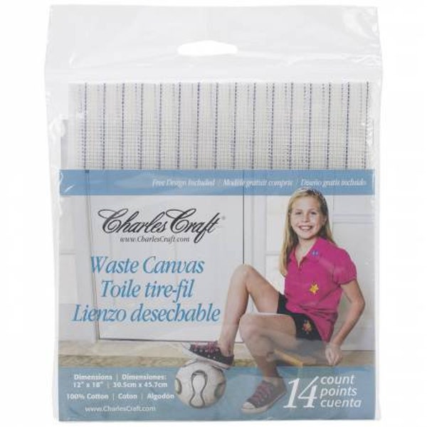 Charles Craft Waste Canvas 14ct - 12"x18",Tissu de point de croix,14 Count AIDA,Cross Stitch Waste Canvas,DMC Fabric,DMC Aida White Waste Canvas