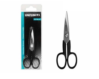 INFINITI Embroidery Scissors - Black - 4″ (10.2cm), Embroidery Scissors, Cross Stitch Scissors, Small Sewing Scissors, Sewing Scissors