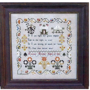 Kruissteekpatroon &quot;Universal Prayer - Frances Bradley (Aged 13, 1821)&quot; door 1897 Schoolhouse Samplers (Reproductie door Ann Bancks)