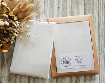 18 Count White AIDA Cloth, Cross Stitch Fabric (19x19" or 36x57")