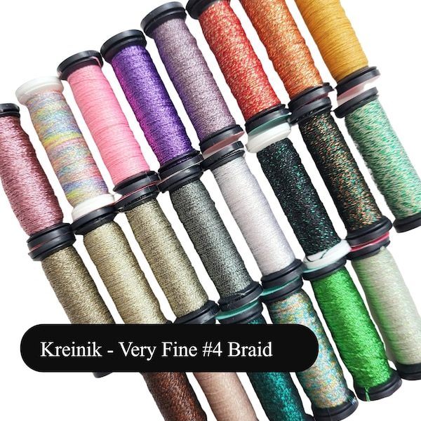 Very Fine #4 Braid by Kreinik, Kreinik Metallic Floss, Shiny Floss, Sparkle Floss, Hand Embroidery Floss, Kreinik Threads, Kreinik #4 Braid