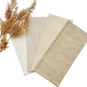 Set 4x AIDA 16ct, 18ct and 20ct by Zweigart - Each Cut 10&quot;x10&quot; (Colors: 16ct Dark Ecru, 16ct Ivory, 18ct Oatmeal, 20ct Vint. Country Mocha)