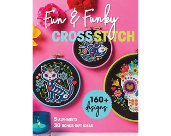 Book: Fun & Funky Cross Stitch, Modern Cross Stitch, Fun Cross Stitch Patterns, Small Cross Stitch Pattern, Planets Cross Stitch, Embroidery