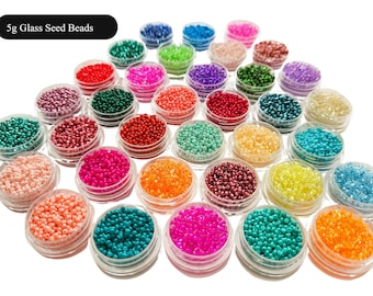 5g 12/0 Glass Seed Beads - Various Colors, Tiny Beads, Small Beads, Pink Glass Beads, Blue Glass Beads, Red Glass Beads, Green Glass Beads