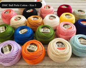 Size 5 DMC Ball Perle Cotton Art. 116 - Flat SHIPPING Rate - Perle Cotton Floss, Quilting Floss, Pearl Cotton Floss, Needlework Thread