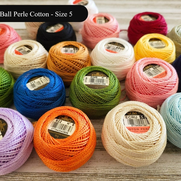 Size 5 DMC Ball Perle Cotton Art. 116 - Flat SHIPPING Rate - Perle Cotton Floss, Quilting Floss, Pearl Cotton Floss, Needlework Thread
