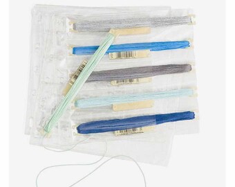 DMC U1636 Stitchbow Floral Mini Needlework Travel Bag, Light Blue - Organizer With Vinyl Pockets & Adjustable Strap