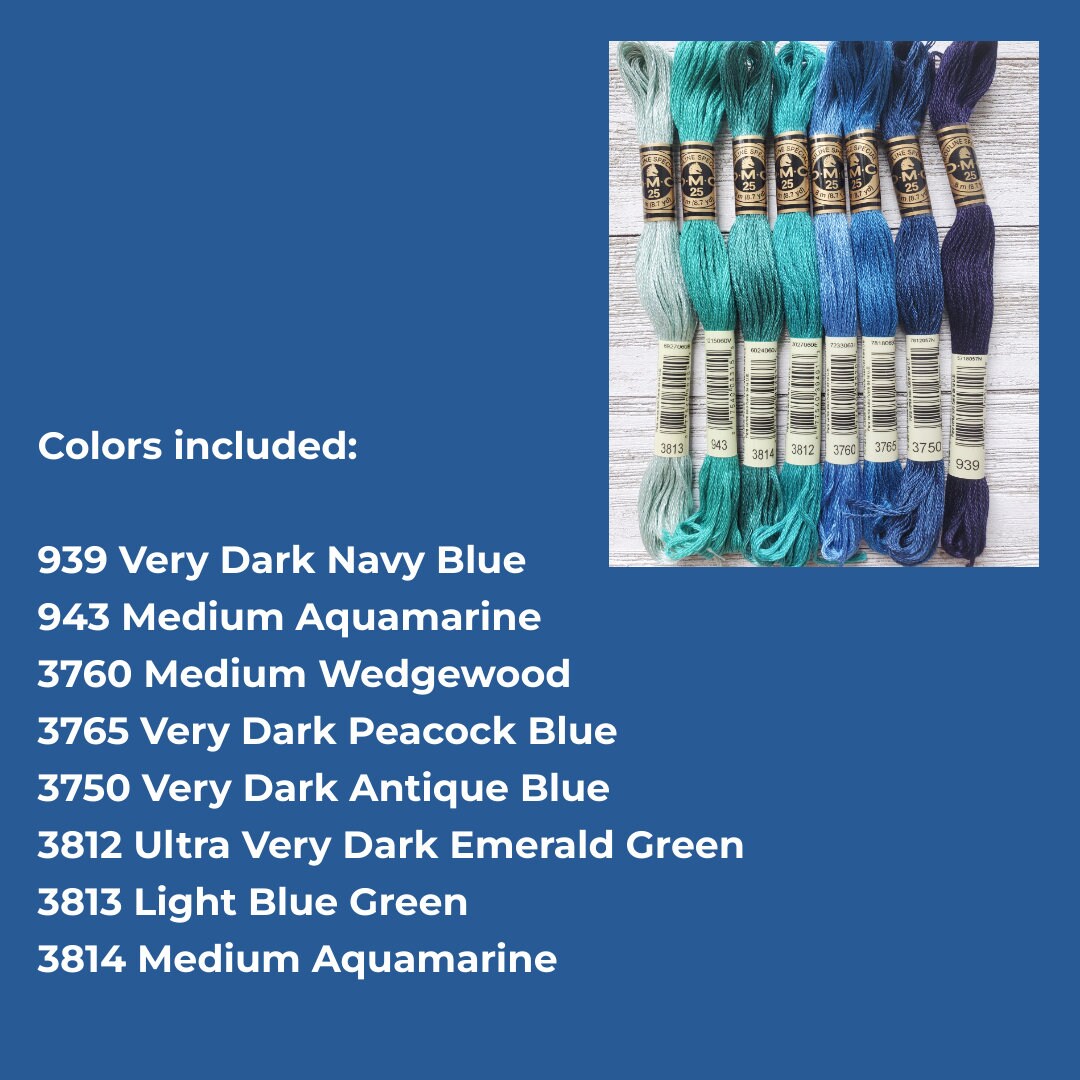 Blue Dmc Thread 8x Blue and Teal DMC Flosses, Dmc Threads, DMC Kit, Dmc Set of Colors ...