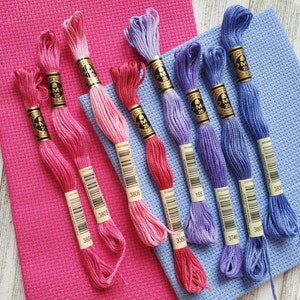 8x Purple and Pink DMC Flosses,Dmc Threads, DMC Kit, Dmc Set of Colors, Dmc Cotton Floss, Dmc Embroidery Floss, Threads, Cross Stitch Floss