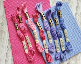 8x Purple and Pink DMC Flosses,Dmc Threads, DMC Kit, Dmc Set of Colors, Dmc Cotton Floss, Dmc Embroidery Floss, Threads, Cross Stitch Floss
