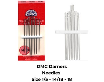 DMC DARNERS Needles - Size 1/5 - 14/18 - 18, Swedish Weaving Needles, Decorative Darning Needles, Needlepoint Needle, Pack Needles, DMC
