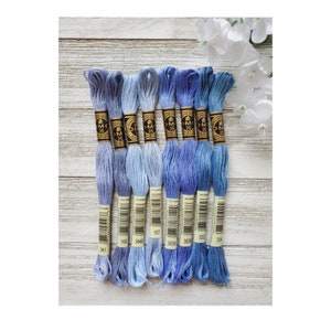 8x Blue/Purple DMC Flosses,Dmc Threads, DMC Kit,Dmc Set of Colors,Dmc Cotton Floss,Dmc Embroidery Floss,BlueThreads,Cross Stitch Floss