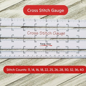 Cross Stitch Plastic Gauge For Stitch Counts: 11, 14, 16, 18, 22, 25, 26, 28, 30, 32, 36, 40, Sewing Gauge Ruler, Sewing Notions,Dressmaking