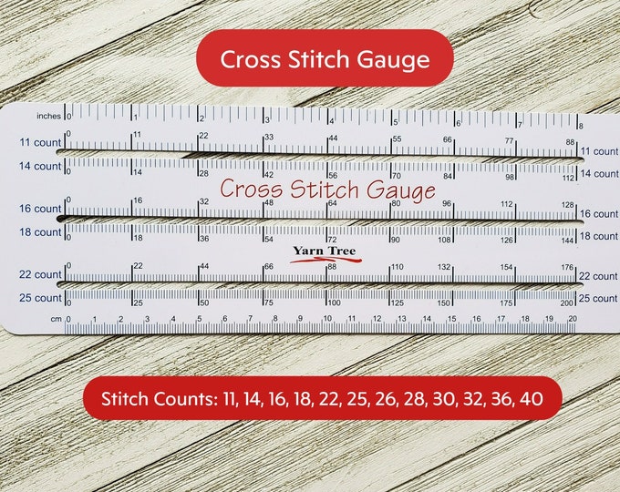 Stitch Distance Ruler Cross Stitch Plastic Gauge for Stitch Counts: 11, 14, 16, 18, 22, 25 ...