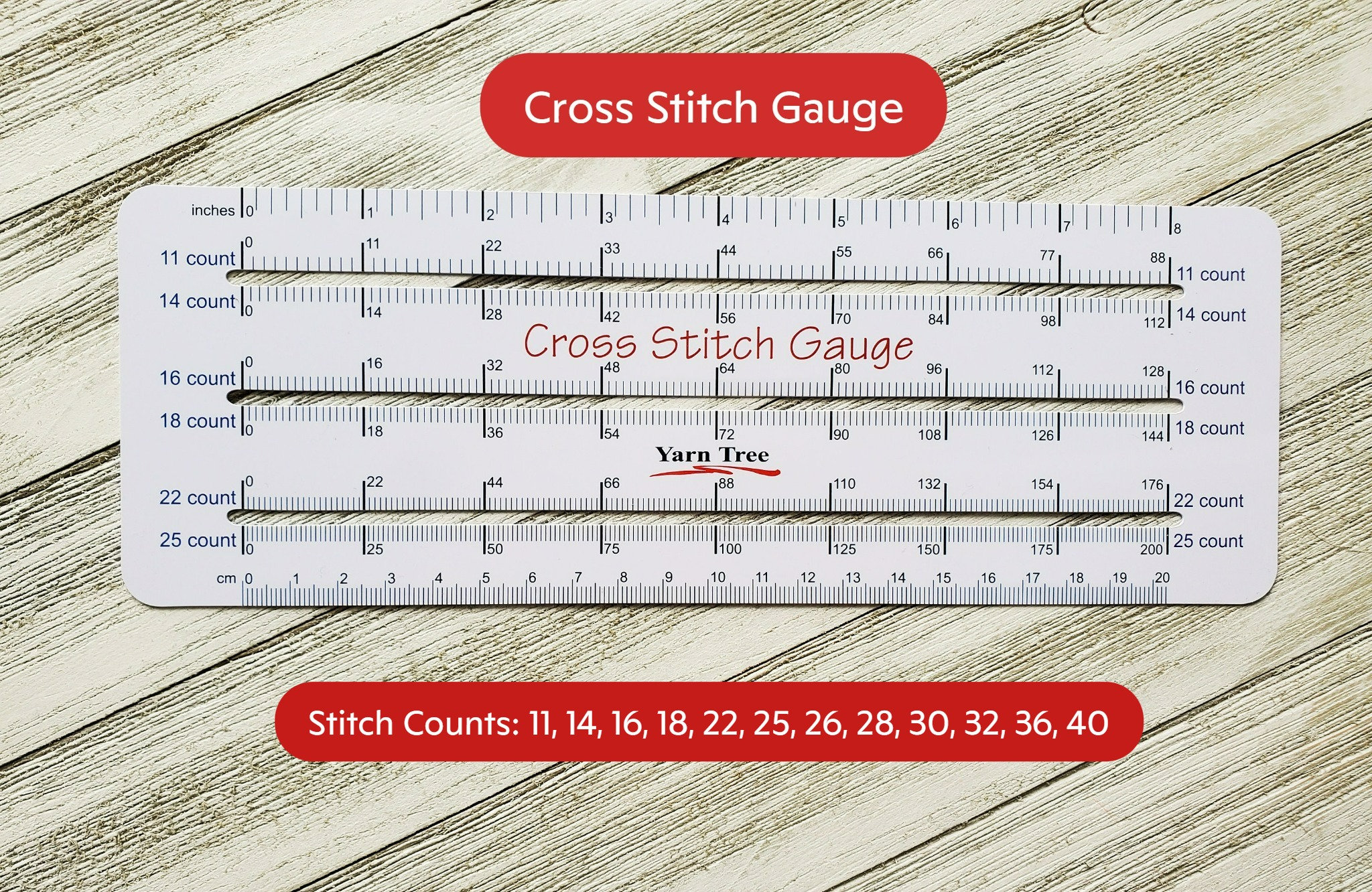 Cross Stitch Plastic Gauge for Stitch Counts: 11, 14, 16, 18