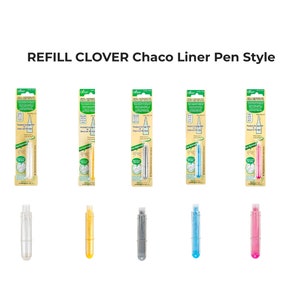 CLOVER Recharge Chaco Liner Pen Style - Blanc / Bleu / Jaune / Rose, Clover Marker, Marking Tools Fabric, Fabric Pen, Chalk Marker, Couture Tools