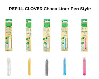 CLOVER Recharge Chaco Liner Pen Style - Blanc / Bleu / Jaune / Rose, Clover Marker, Marking Tools Fabric, Fabric Pen, Chalk Marker, Couture Tools